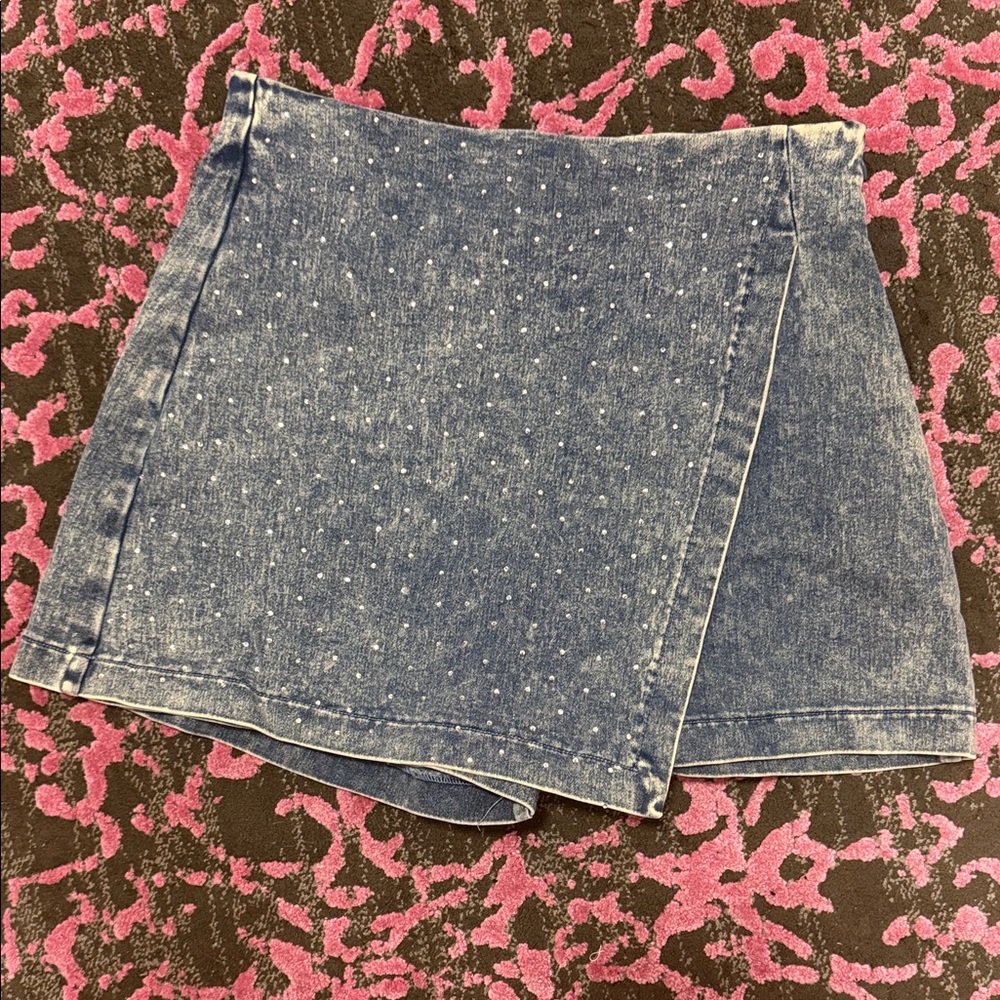 Vici Blue Denim Crystal Skort
